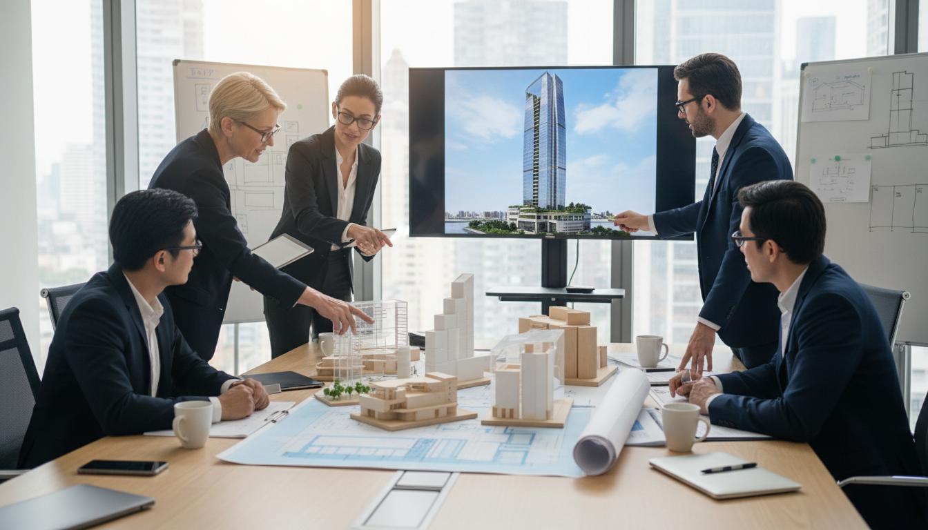 Equipe de engenheiros em reunião