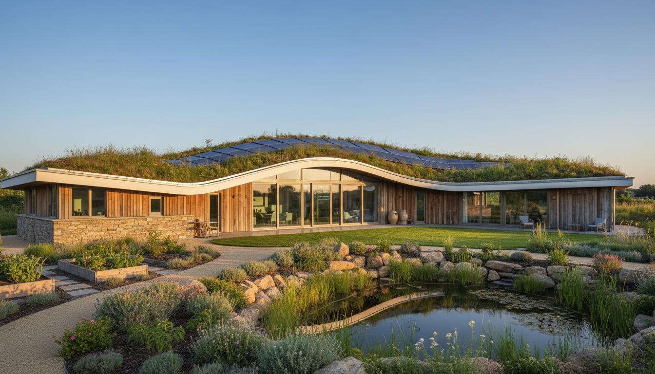 Casa sustentável com telhado verde