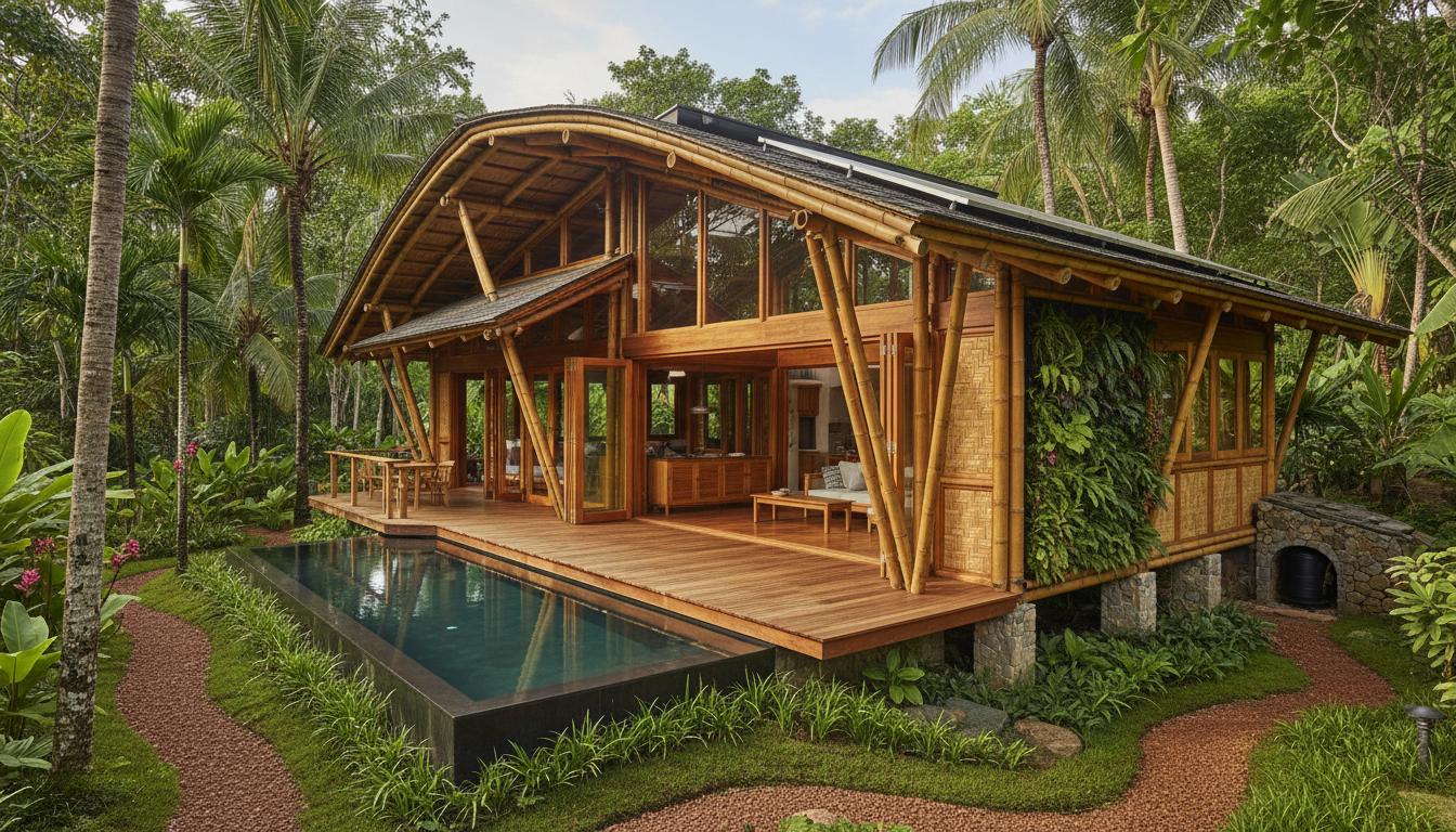 Casa de bambu tropical